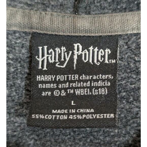 Harry Potter Hogwarts Adult Pullover Hoodie Sweatshirt Crest Logo Gray Sz Large - Picture 2 of 6